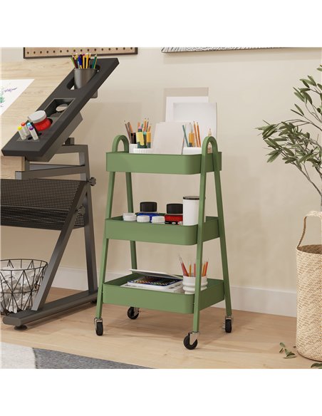 HOMCOM Three-Tier Storage Trolley - Green - pic 161398 | FastDaddyshop
