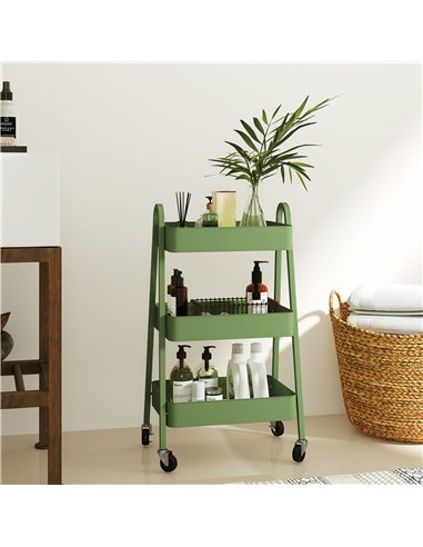HOMCOM Three-Tier Storage Trolley - Green