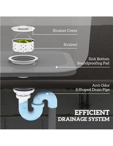 HOMCOM Outdoor Utility Sink, Stainless Steel Free Standing Single Bowl Kitchen Sink with Cold and Hot Water Pipe and Storage She