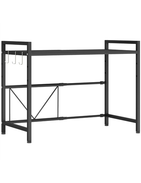 HOMCOM Expandable Microwave Oven Rack with 3 Hooks - Black - pic 161409 | FastDaddyshop