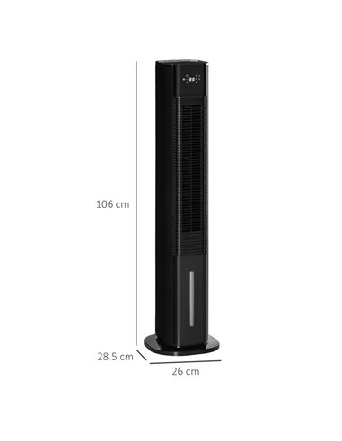 Homcom 42" Portable Air Cooler, Humidifier with 3 Modes, 3 Speed, Remote, Timer, Oscillating, Black