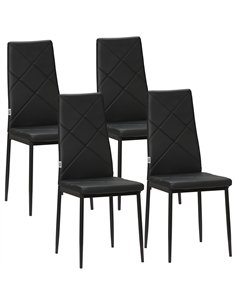 HOMCOM Set of 4 Faux Leather Dining Chairs - Black
