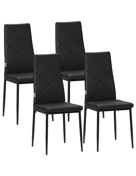 HOMCOM Set of 4 Faux Leather Dining Chairs - Black - pic 161418 | FastDaddyshop