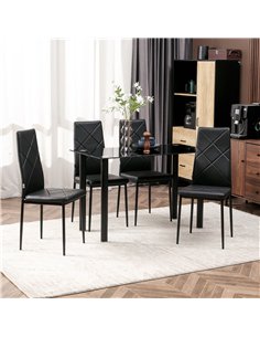 HOMCOM Set of 4 Faux Leather Dining Chairs - Black 2