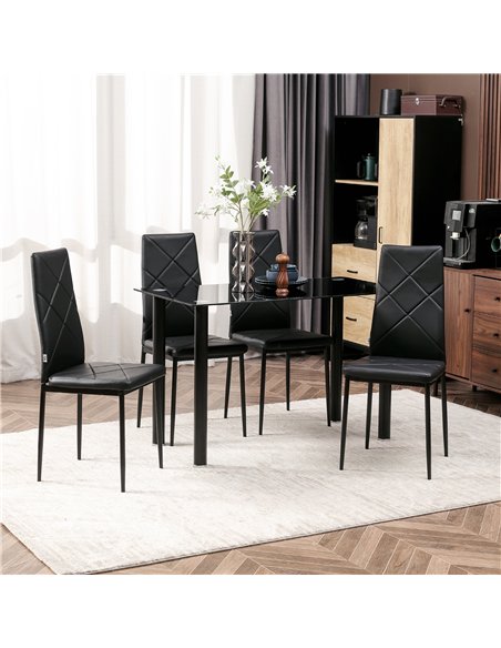 HOMCOM Set of 4 Faux Leather Dining Chairs - Black - pic 161419 | FastDaddyshop