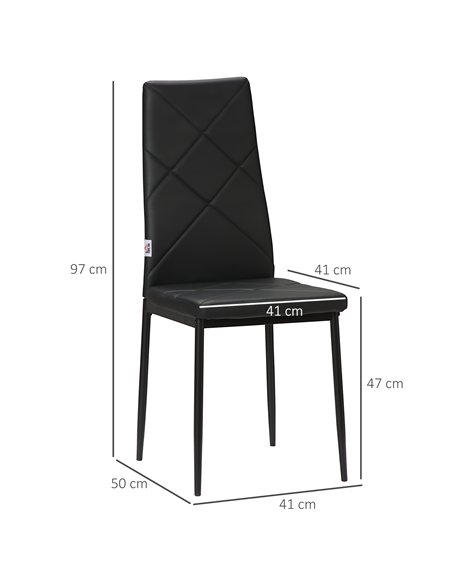 HOMCOM Set of 4 Faux Leather Dining Chairs - Black - pic 161420 | FastDaddyshop