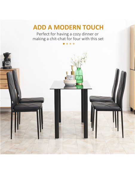 HOMCOM Set of 4 Faux Leather Dining Chairs - Black - pic 161421 | FastDaddyshop