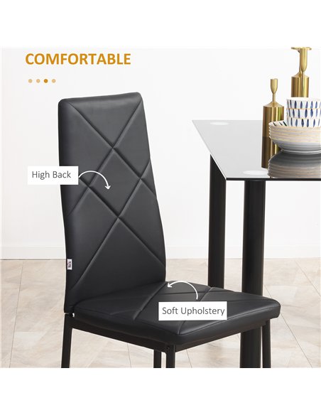 HOMCOM Set of 4 Faux Leather Dining Chairs - Black - pic 161423 | FastDaddyshop