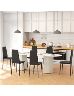 HOMCOM Set of 6 Faux Leather Dining Chairs - Black 2