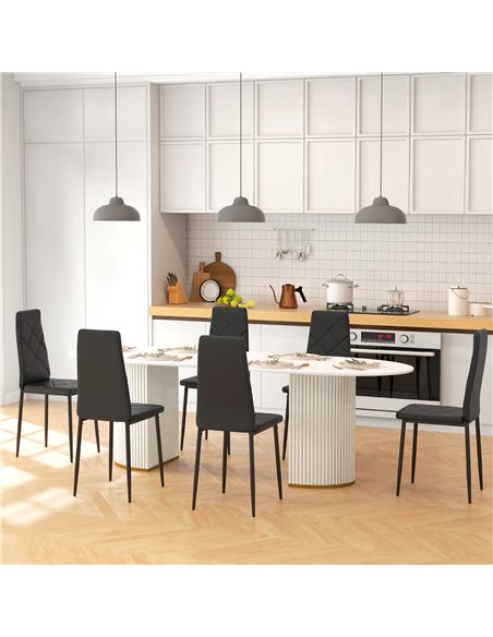 HOMCOM Set of 6 Faux Leather Dining Chairs - Black - pic 161428 | FastDaddyshop