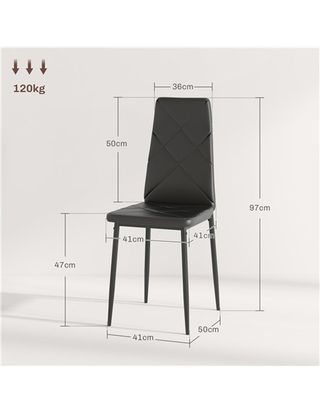 HOMCOM Set of 6 Faux Leather Dining Chairs - Black - pic 161429 | FastDaddyshop