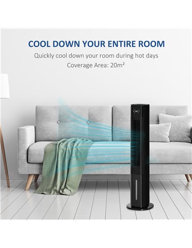 Homcom 42" Portable Air Cooler, Humidifier with 3 Modes, 3 Speed, Remote, Timer, Oscillating, Black