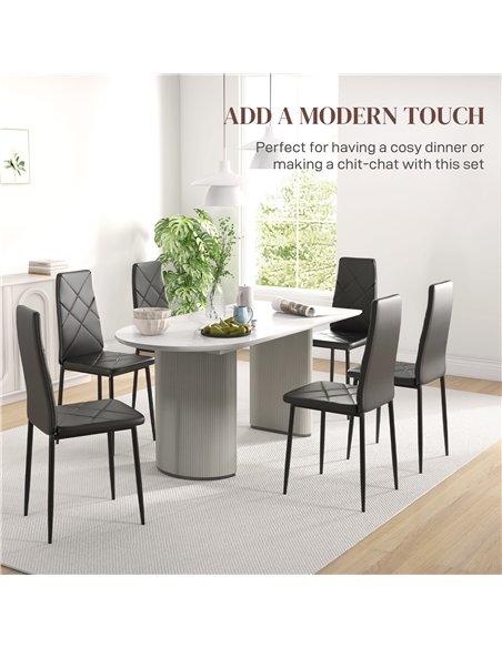 HOMCOM Set of 6 Faux Leather Dining Chairs - Black - pic 161430 | FastDaddyshop