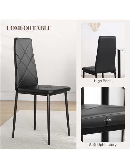 HOMCOM Set of 6 Faux Leather Dining Chairs - Black - pic 161432 | FastDaddyshop