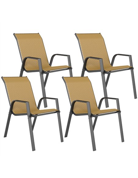 Outsunny Four-Piece Stacking Rattan Garden Seat Set - Khaki - pic 161436 | FastDaddyshop