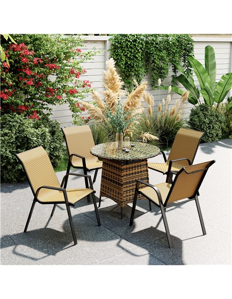Outsunny Four-Piece Stacking Rattan Garden Seat Set - Khaki - pic 161437 | FastDaddyshop