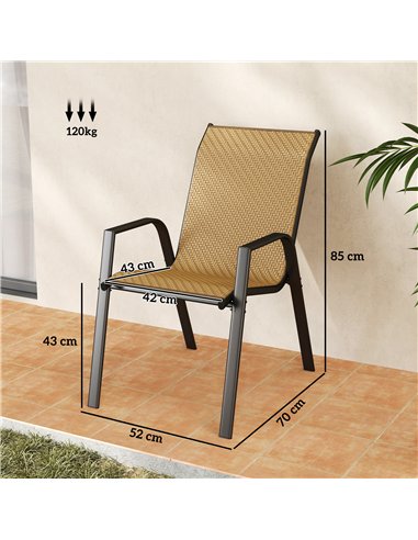 Outsunny Four-Piece Stacking Rattan Garden Seat Set - Khaki
