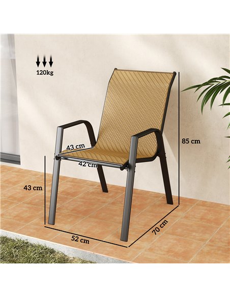 Outsunny Four-Piece Stacking Rattan Garden Seat Set - Khaki - pic 161438 | FastDaddyshop