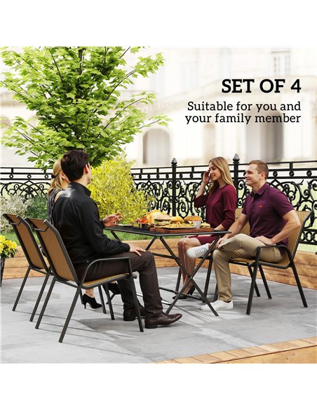 Outsunny Four-Piece Stacking Rattan Garden Seat Set - Khaki - pic 161439 | FastDaddyshop