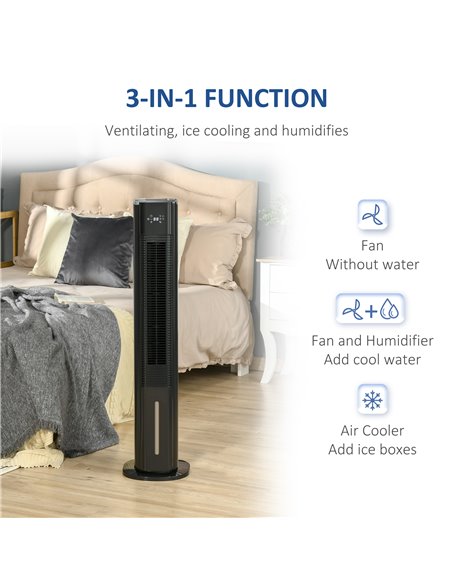 Homcom 42" Portable Air Cooler, Humidifier with 3 Modes, 3 Speed, Remote, Timer, Oscillating, Black - pic 16144 | FastDaddyshop
