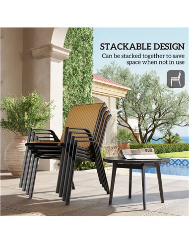 Outsunny Four-Piece Stacking Rattan Garden Seat Set - Khaki