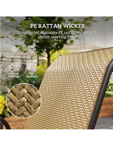 Outsunny Four-Piece Stacking Rattan Garden Seat Set - Khaki