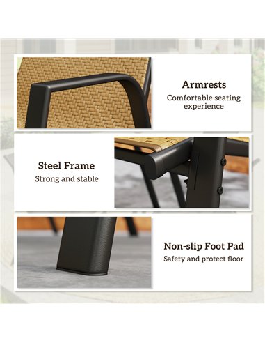 Outsunny Four-Piece Stacking Rattan Garden Seat Set - Khaki