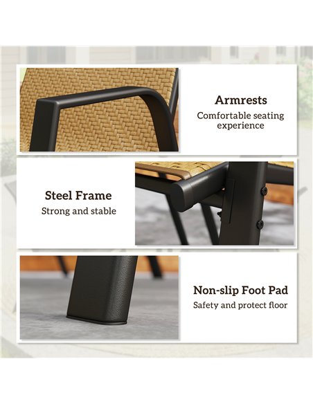 Outsunny Four-Piece Stacking Rattan Garden Seat Set - Khaki - pic 161442 | FastDaddyshop
