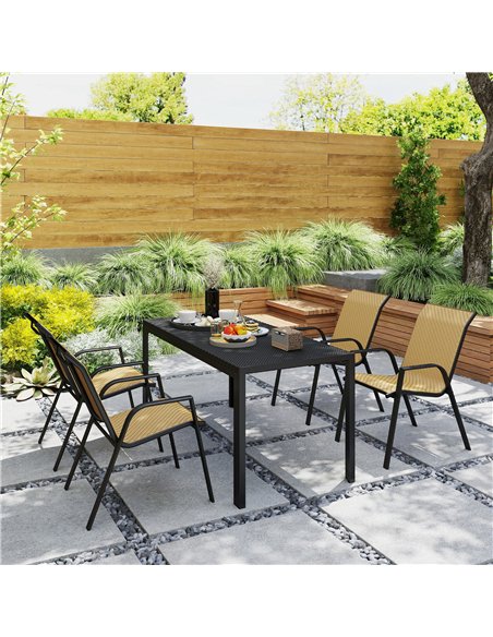 Outsunny Four-Piece Stacking Rattan Garden Seat Set - Khaki - pic 161444 | FastDaddyshop