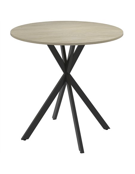 HOMCOM 80cm Industrial Round Dining Table - Oak - pic 161445 | FastDaddyshop