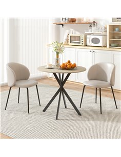 HOMCOM 80cm Industrial Round Dining Table - Oak 2
