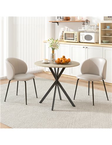 HOMCOM 80cm Industrial Round Dining Table - Oak