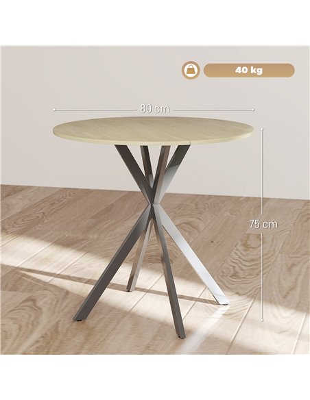 HOMCOM 80cm Industrial Round Dining Table - Oak - pic 161447 | FastDaddyshop