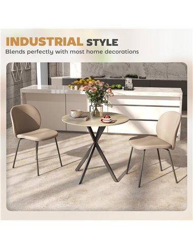 HOMCOM 80cm Industrial Round Dining Table - Oak