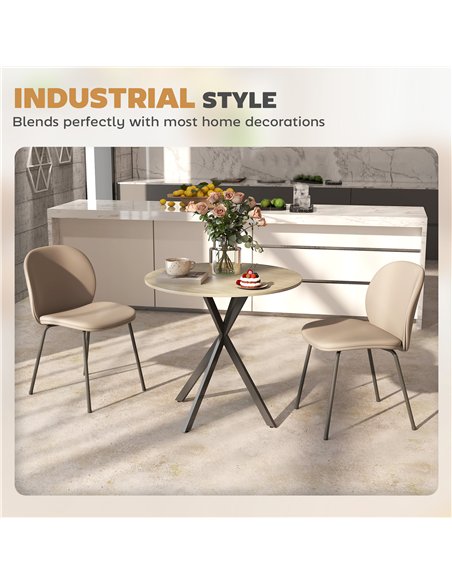 HOMCOM 80cm Industrial Round Dining Table - Oak - pic 161449 | FastDaddyshop