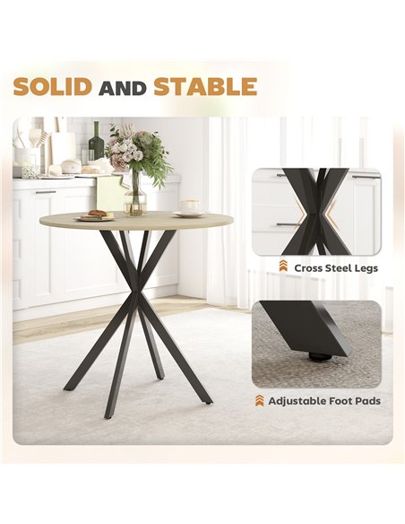 HOMCOM 80cm Industrial Round Dining Table - Oak - pic 161450 | FastDaddyshop