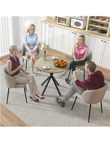 HOMCOM 80cm Industrial Round Dining Table - Oak