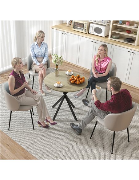 HOMCOM 80cm Industrial Round Dining Table - Oak - pic 161451 | FastDaddyshop