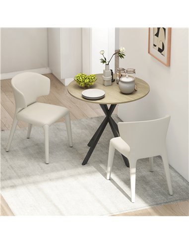 HOMCOM 80cm Industrial Round Dining Table - Oak