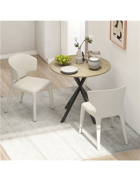 HOMCOM 80cm Industrial Round Dining Table - Oak - pic 161452 | FastDaddyshop