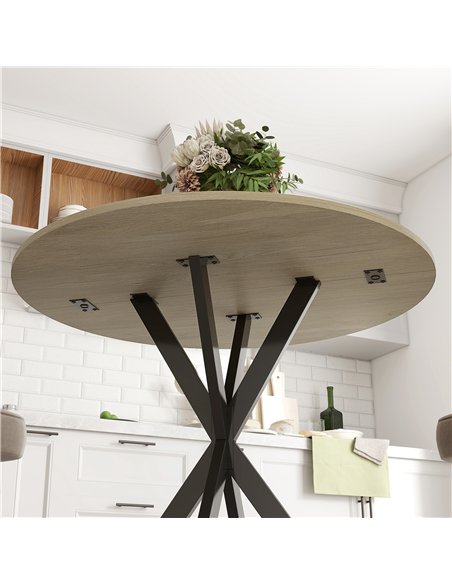 HOMCOM 80cm Industrial Round Dining Table - Oak - pic 161453 | FastDaddyshop