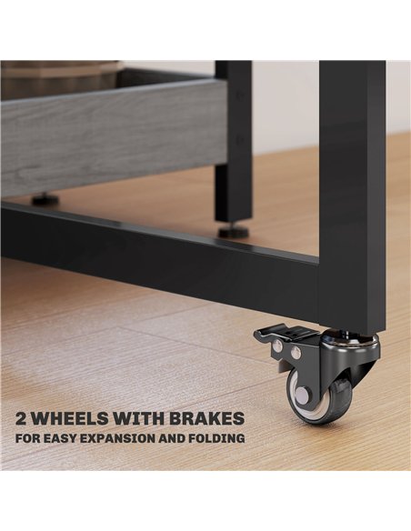 HOMCOM Industrial Folding Dining Table, Drop Leaf Table with Open Compartments for Small Spaces, Kitchen, Dining Room, Grey - pic 161459 | FastDaddyshop