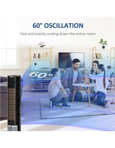 Homcom 42" Portable Air Cooler, Humidifier with 3 Modes, 3 Speed, Remote, Timer, Oscillating, Black