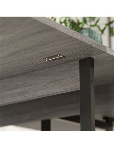 HOMCOM Industrial Folding Dining Table, Drop Leaf Table with Open Compartments for Small Spaces, Kitchen, Dining Room, Grey