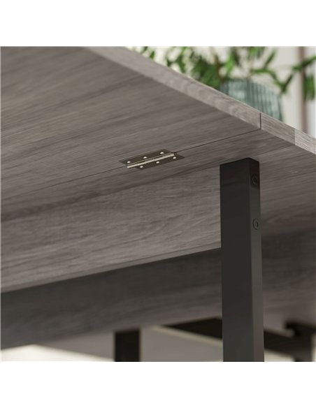 HOMCOM Industrial Folding Dining Table, Drop Leaf Table with Open Compartments for Small Spaces, Kitchen, Dining Room, Grey - pic 161462 | FastDaddyshop