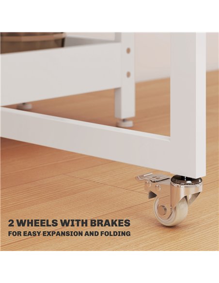 HOMCOM Industrial Folding Dining Table, Drop Leaf Table with Open Compartments for Small Spaces, Kitchen, Dining Room, White - pic 161468 | FastDaddyshop