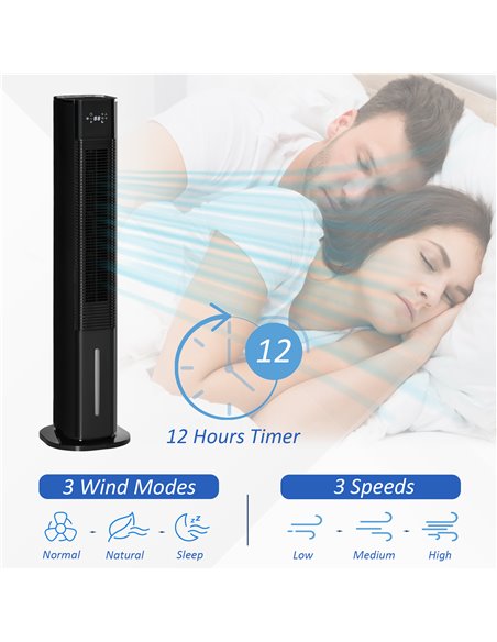 Homcom 42" Portable Air Cooler, Humidifier with 3 Modes, 3 Speed, Remote, Timer, Oscillating, Black - pic 16147 | FastDaddyshop
