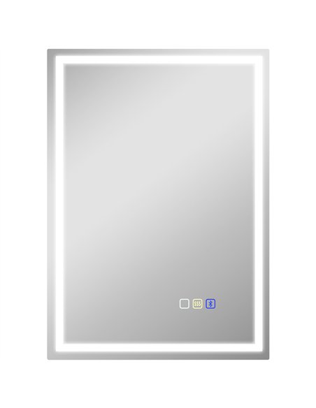 HOMCOM 50 x 70 cm Anti-Fog LED Bathroom Mirror, with Bluetooth - Silver Tone - pic 161472 | FastDaddyshop