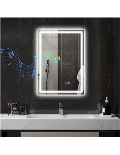 HOMCOM 50 x 70 cm Anti-Fog LED Bathroom Mirror, with Bluetooth - Silver Tone 2