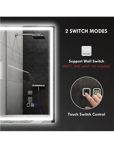 HOMCOM 50 x 70 cm Anti-Fog LED Bathroom Mirror, with Bluetooth - Silver Tone